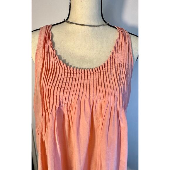 CP Shades Silk Pleated Tunic Tank Blouse Peach Orange Sleeveless Top Size M - Picture 2 of 8